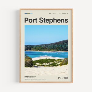 Port Stephens Druck Schwarzweiß, Port Stephens Kunst, Port Stephens Poster, Port Stephens Foto, Port Stephens Décor, Port Stephens Karte