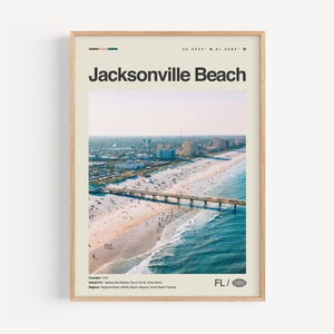 Impresión de Jacksonville Beach, Florida, arte mural de Jacksonville Beach, póster de Jacksonville Beach, fotografía de Jacksonville Beach, océano Atlántico, pesca
