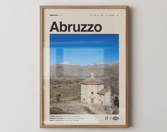 アブルッツォのプリントNo.1、アブルッツォの壁アート、アブルッツォのポスター、アブルッツォの写真、アブルッツォの壁飾り、アブルッツォの地図、イタリア