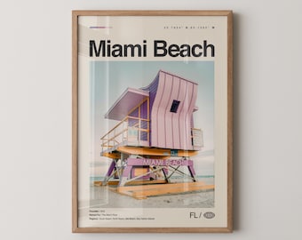 Impresión de Miami Beach, Florida, arte mural de Miami Beach, póster de Miami Beach, fotografía de Miami Beach, South Beach, Ocean Drive, distrito histórico Art Deco
