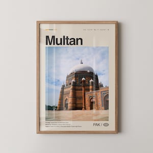 Multan Print Pakistan, Multan Wall Art, Multan Poster, Multan Photo, City of Saints, Shah Rukn-e-Alam, Multan Fort, Blue Tile Mosques