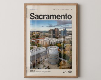 Sacramento Print California, Sacramento Wall Art, Sacramento Poster, Sacramento Photo, California State Capitol, Tower Bridge, Old Sacrament