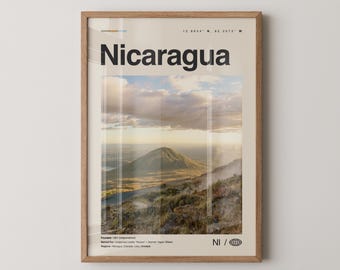 Impresión de Nicaragua, Arte mural de Nicaragua, Póster de Nicaragua, Foto de Nicaragua, Decoración de pared de Nicaragua, Managua, Centroamérica