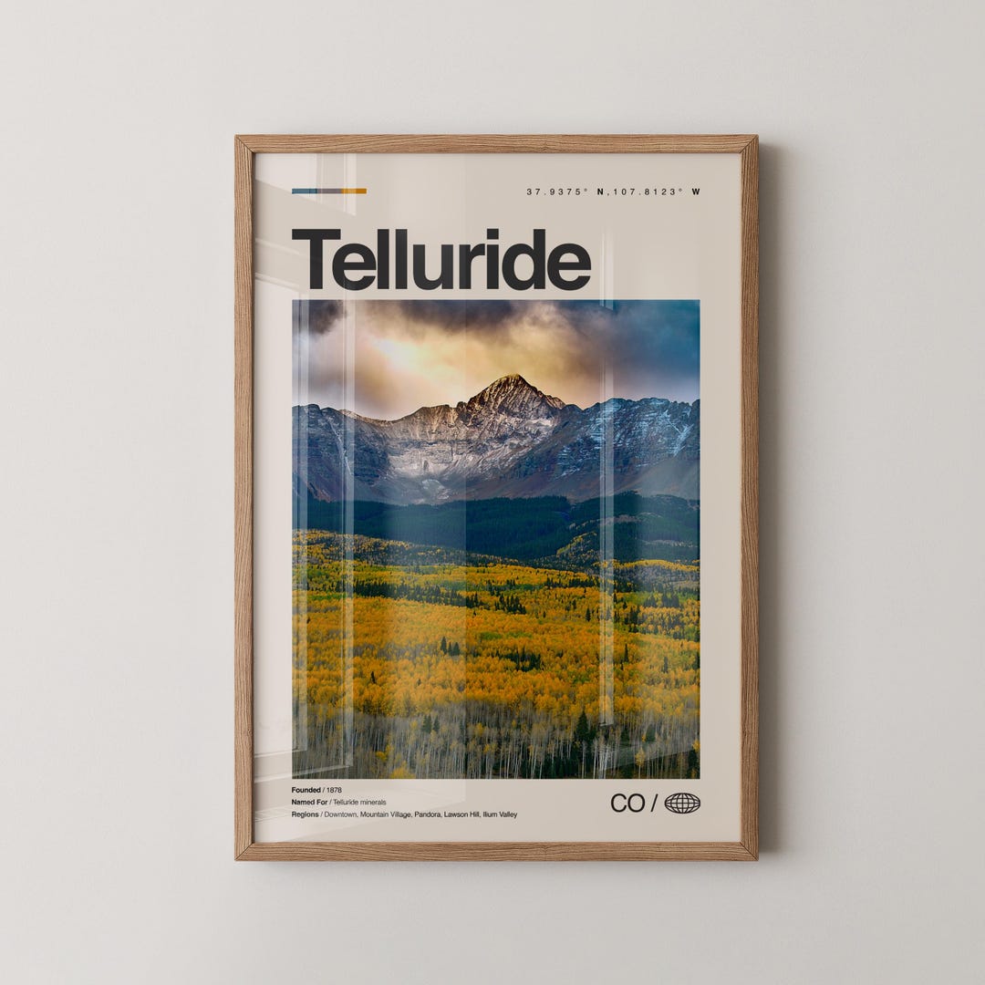 Telluride Print, Real Photo Travel Art, Telluride Poster, Mid Century ...