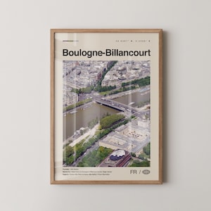 Boulogne Billancourt Print, Boulogne-Billancourt Art, Boulogne-Billancourt Poster, Boulogne-Billancourt Photo, Décor, Map