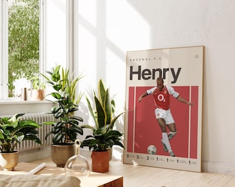 Thierry Henry Inspired Poster, Football Art Print, Arsenal Poster, Mid-Century Modern, Uni Dorm Room