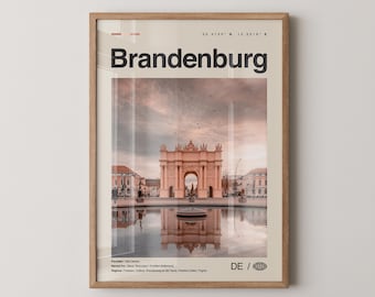 Stampa di Brandeburgo, Arte murale di Brandeburgo, Poster di Brandeburgo, Foto di Brandeburgo, Decorazione murale di Brandeburgo, Mappa di Brandeburgo