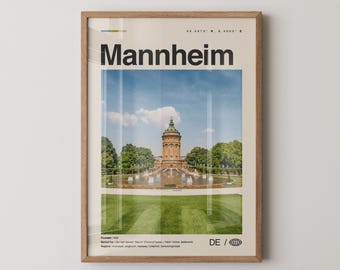 Mannheim Print, Mannheim Wall Art, Mannheim Poster, Mannheim Photo, Mannheim Wall Décor, Mannheim Map, Germany