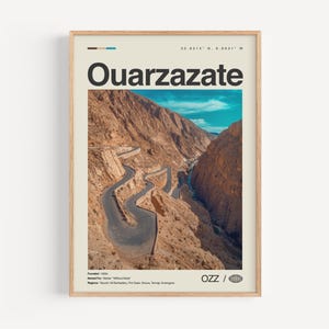 Ouarzazate Print Schwarzweiß, Ouarzazate Wandkunst, Ouarzazate Poster, Ouarzazate Foto, Ouarzazate Wanddekor, Ouarzazate Karte, Marokko
