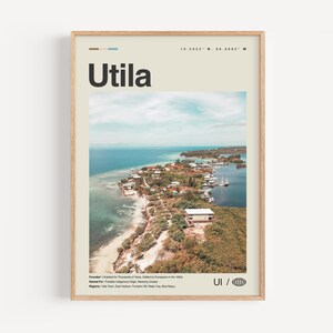 Utila Print Schwarzweiß, Utila Wandkunst, Utila Poster, Utila Foto, Utila Wanddekor, Utila Karte, Honduras