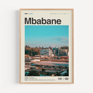 Mbabane Poster Schwarzweiß, Mbabane Wandkunst, Mbabane Poster, Mbabane Karte, Eswatini