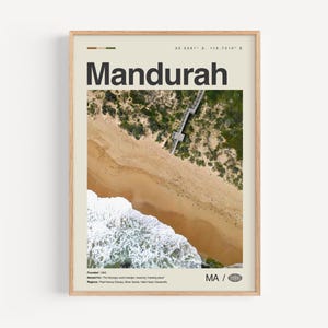 Mandurah Print Schwarz und weiß, Mandurah Wandkunst, Mandurah Poster, Mandurah Foto, Mandurah Wanddekoration, Mandurah Karte, Australien