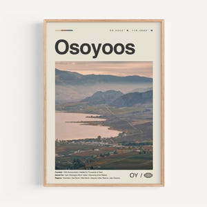 Osoyoos Print schwarz weiß, Osoyoos Wandkunst, Osoyoos Poster, Osoyoos Foto, Osoyoos Wanddekor, Osoyoos Karte, British Columbia, Kanada