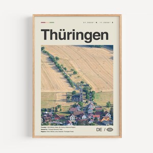 Thüringen Print Schwarz weiß, Thüringen Wandkunst, Thüringen Poster, Thüringen Foto, Thüringen Wanddekoration, Thüringen Karte, Deutschland