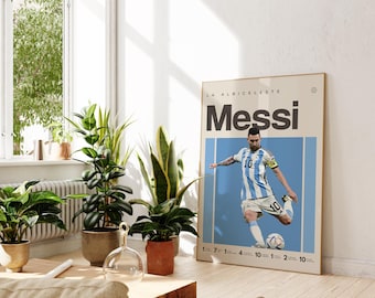 Lionel Messi Inspired Poster, Football Art Print, Argentina Poster, Mid-Century Modern, Uni Dorm Room