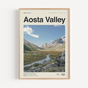 Valle d'Aosta afdrukken zwart-wit, Valle d'Aosta muurkunst, poster vallei Aosta, foto Valle d'Aosta, decor Valle d'Aosta, kaart vallei Aosta