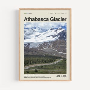 Athabasca Gletscher Druck Schwarz und weiß, Athabasca Wandkunst, Athabasca Poster, Athabasca Foto, Athabasca Wanddekor, Athabasca Karte, Kanada