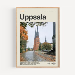 Uppsala Print Schwarzweiß, Uppsala Wandkunst, Uppsala Poster, Uppsala Foto, Uppsala Wanddekor, Karte von Uppsala, Schweden