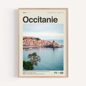 Occitanie Print Schwarz und weiß, Occitanie Wandbild, Occitanie Poster, Occitanie Karte, Occitanie Foto, Occitanie Wanddekor, Schwarzweiß Karte, Frankreich