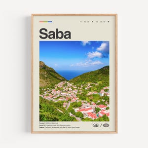 Saba Print Schwarzweiß, Saba Wandkunst, Saba Poster, Saba Foto, Saba Wanddekoration, Saba Karte, Karibik