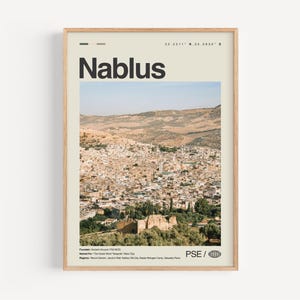 Impresión de Nablus, Arte mural de Nablus, Póster de Nablus, Foto de Nablus, Ciudad Vieja de Nablus, Pozo de Jacob, Monte Gerizim, Gran Mezquita de Nablus