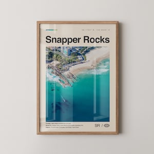 Snapper Rocks Print, Snapper Rocks Art, Snapper Rocks Poster, Snapper Rocks Photo, Snapper Rocks Décor, Snapper Rocks Map