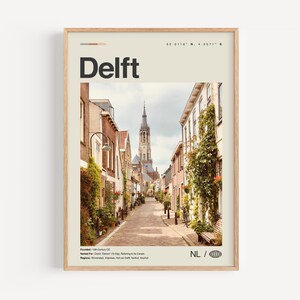 Delft Poster Schwarzweiß, Delft Wandkunst, Delft Poster, Delft Foto, Delft Wanddekoration, Delft Karte, Niederlande