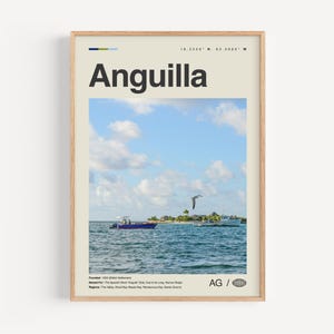 Anguilla Print Schwarzweiß, Anguilla Wandkunst, Anguilla Poster, Anguilla Foto, Anguilla Karte, Karibik