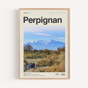 Perpignon Print Schwarz weiß, Perpignern Wandkunst, Perpignern Poster, Perpignern Foto, Perpignern Wanddekoration, Perpignern Karte, Frankreich