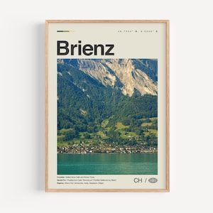 Brienz Print schwarz und weiss, Brienz Wandkunst, Brienz Poster, Brienz Foto, Brienz Wanddekor, Brienz Karte, Schweiz