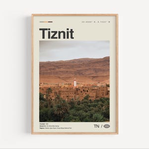 Impression Tiznit noir et blanc, oeuvre d'art mural Tiznit, affiche Tiznit, photo Tiznit, décoration murale Tiznit, carte Tiznit, Maroc