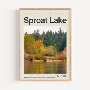 Sproat Lake Druck schwarz weiß, Sproat Lake Wandbild, Sproat Lake Poster, Sproat Lake Foto, Sproat Lake Wanddeko, Sproat Lake Karte
