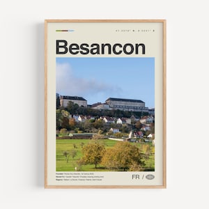 Besançon Druck Schwarzweiß, Besançon Wandkunst, Besançon Poster, Besançon Foto, Besançon Wanddekor, Besançon Karte, Frankreich