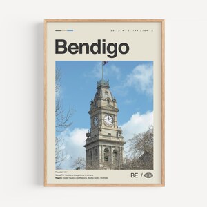 Bendigo Print Schwarz und weiß, Bendigo Wandkunst, Bendigo Poster, Bendigo Foto, Bendigo Wanddekor, Bendigo Karte, Australien
