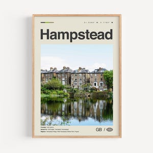 Hampwinkel Poster Schwarzweiß, Hampwinkel Wandkunst, Hampstad Poster, Hampwinkel Foto, Hampwinkel Wanddekor, Hampwinkel Karte, London, England