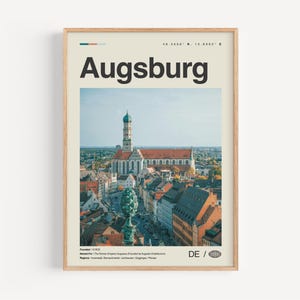 Augsburg Poster Schwarzweiß, Augsburg Wandkunst, Augsburg Poster, Augsburg Foto, Augsburg Wanddekoration, Augsburg Karte, Deutschland