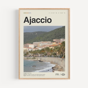Ajaccio Print schwarz weiß, Ajaccio Wandkunst, Ajaccio Poster, Ajaccio Foto, Ajaccio Wanddekor, Ajaccio Karte, Frankreich