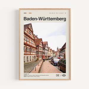 Baden-Wurttemberg Poster schwarz weiss Nr. 1, Baden-Wurttemberg Wall Art, Baden-Wurttemberg Poster, Baden-Wurttemberg Photo, Württemberg Map