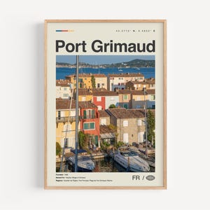Impresión de Port Grimaud en blanco y negro, arte de la pared de Port Grimaud, cartel de Port Grimaud, foto de Port Grimaud, mapa de Port Grimaud, Francia