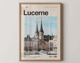 Stampa di Lucerna, Arte murale di Lucerna, Poster di Lucerna, Foto di Lucerna, Decorazione murale di Lucerna, Svizzera, Lucerna, Svizzera