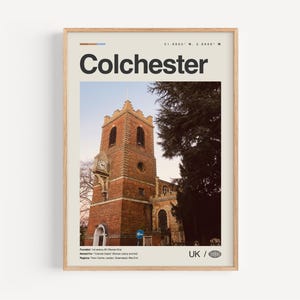 Impresión en blanco y negro de Colchester, Inglaterra, arte mural de Colchester, póster de Colchester, fotografía de Colchester, Essex, la ciudad registrada más antigua de Gran Bretaña
