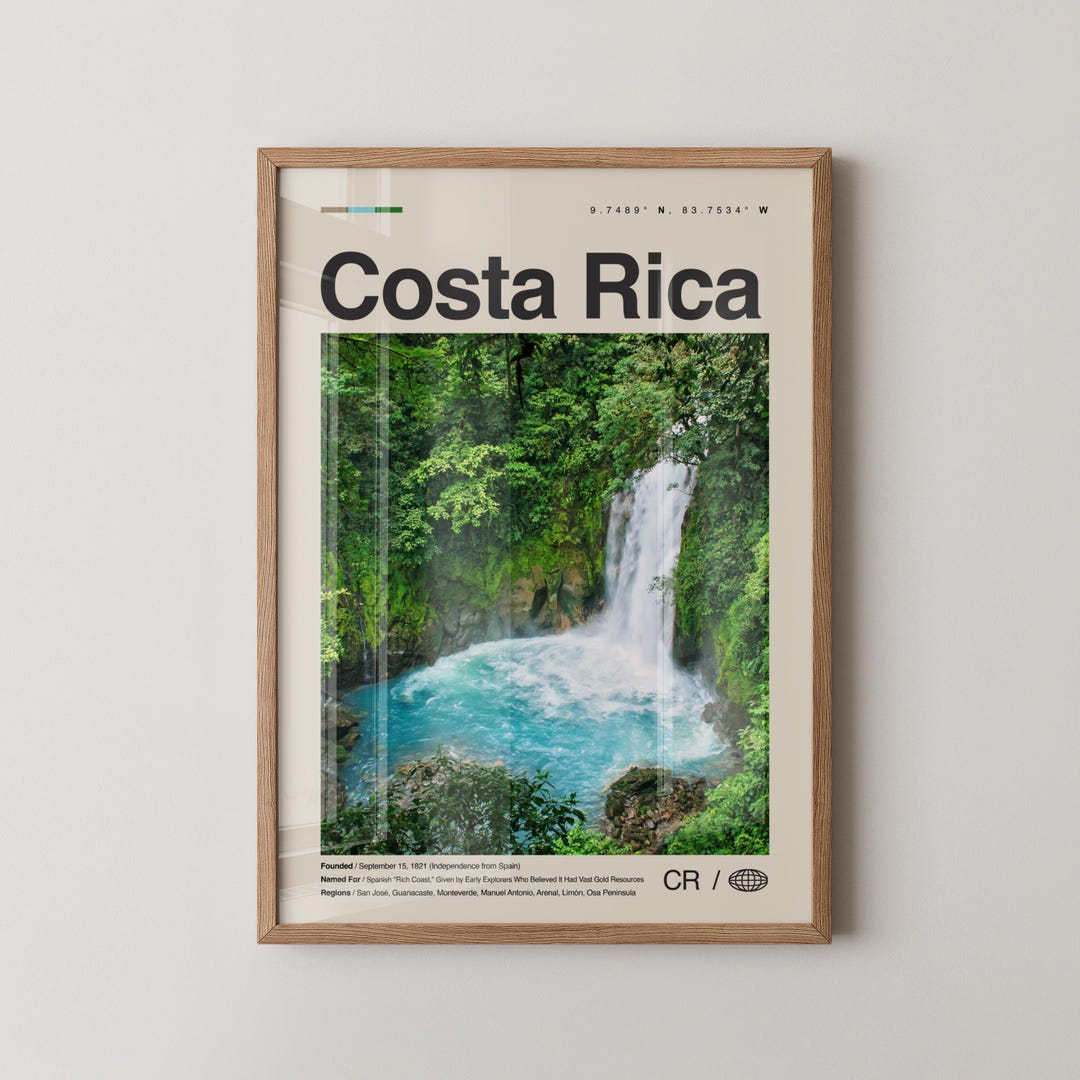 Costa Rica Print No 3, Costa Rica Wall Art, Costa Rica Poster