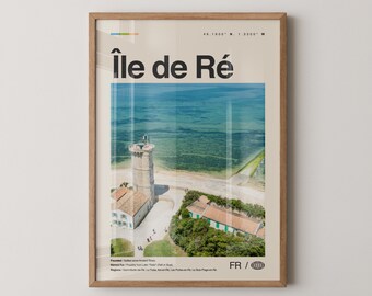 Ile de Ré-afdruk, kunst aan de muur Île de Ré, poster le de Ré, foto van le de Ré, wanddecoratie Île de Ré, kaart le de Ré, Frankrijk