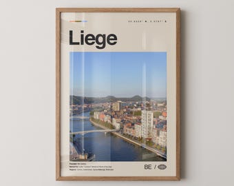 Liege Print, Liege Wall Art, Liege Poster, Liege Photo, Liege Wall Décor, Liege Map, Belgium