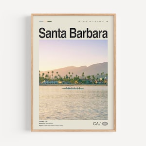 Santa Barbara Print California, Santa Barbara Wall Art, Santa Barbara Poster, Santa Barbara Photo, Stearns Wharf, Mission Santa Barbara