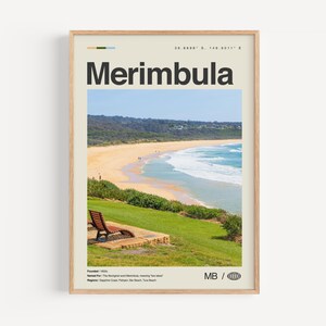 Merimbula Print Schwarz und weiß, Merimbula Wandkunst, Merimbula Poster, Merimbula Karte, Australien