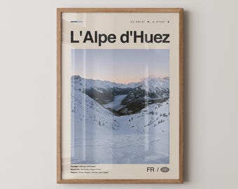 Impresión de L'Alpe d'Huez, Arte de pared de Alpe d'Huez, Cartel de Alpe d'Huez, Foto de Alpe d'Huez, Decoración de Alpe d'Huez, L'Alpe d'Huez, Francia