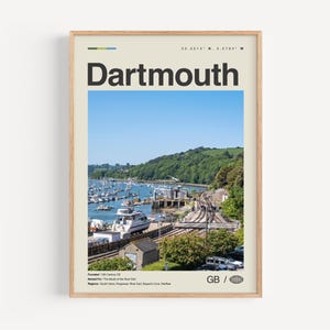 Dartmouth Druck Schwarzweiß England, Dartmouth Wandkunst, Dartmouth Poster, Dartmouth Foto, Dartmouth Dekor, Dartmouth Karte, UK
