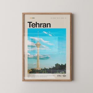 Tehran print, Tehran wall art, Tehran poster, Tehran photo, Azadi Tower, Golestan Palace, Milad Tower, Grand Bazaar, National Museum of Iran