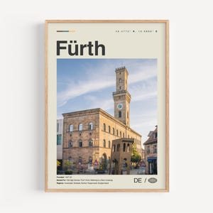 Fürth Print Schwarzweiß, Fürth Wandbild, Fürth Poster, Fürth Foto, Fürth Wanddeko, Fürth Karte, Deutschland